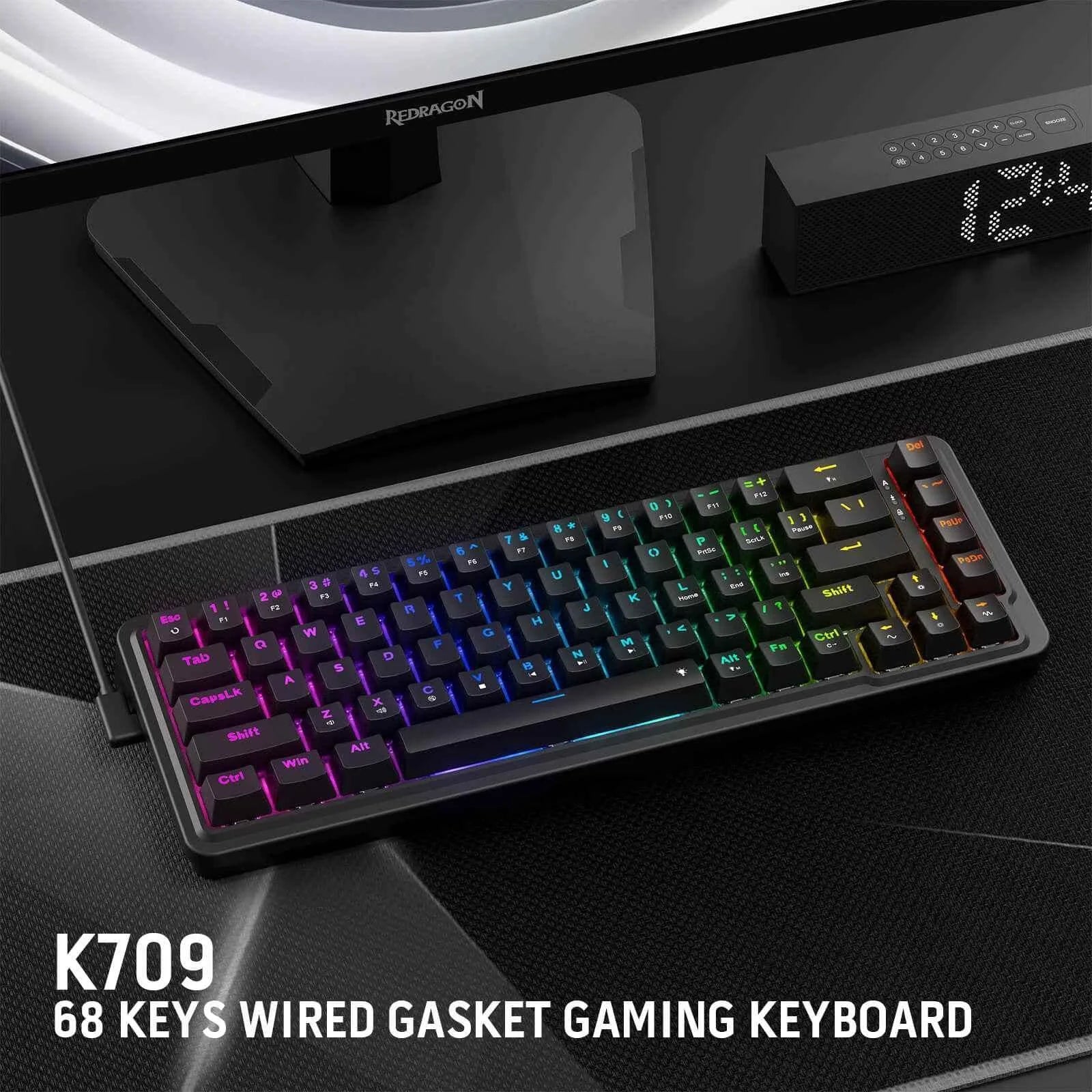 Redragon k709 rgb gaming keyboard - 65% wired gasket design with rgb lighting - keyboard