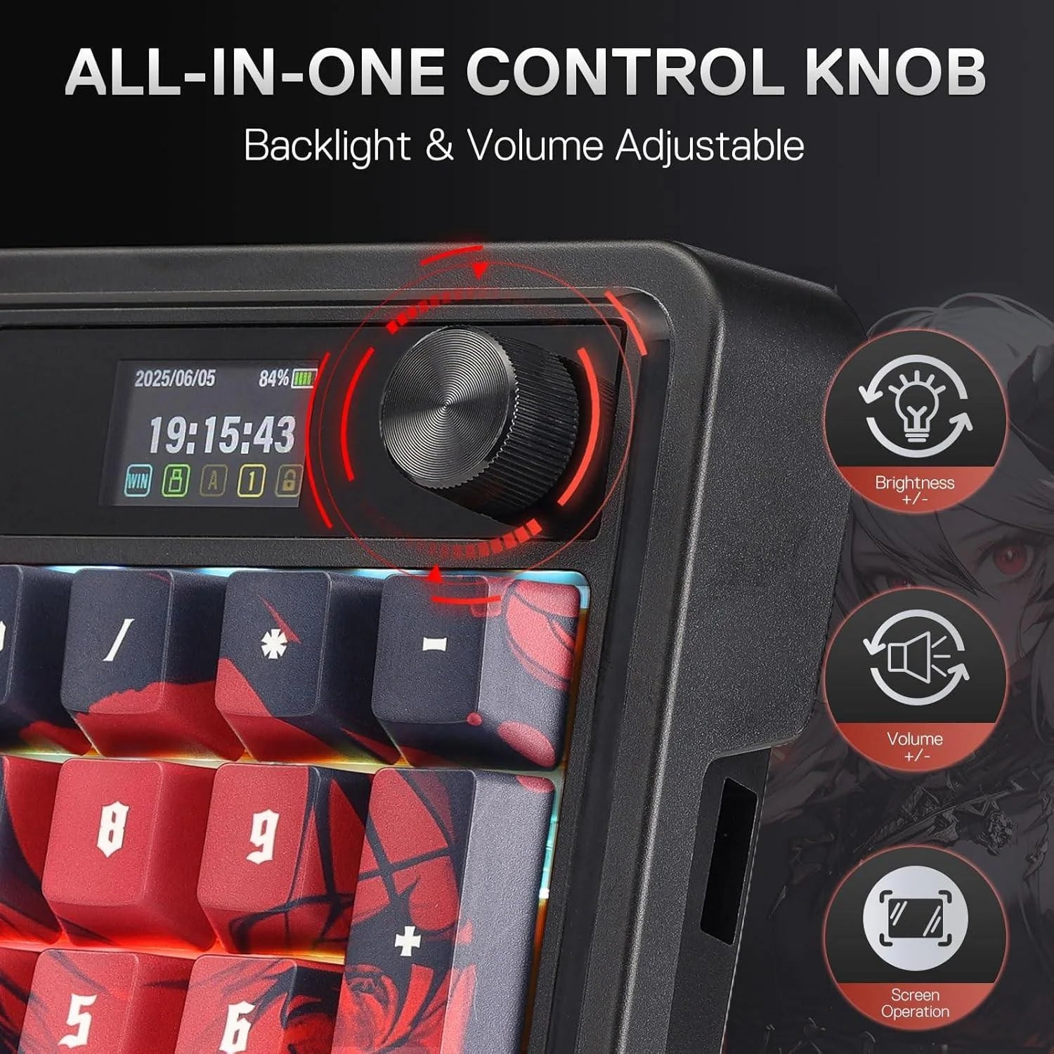 Redragon k719 pro wireless gasket gaming keyboard w/hype screen & knob - keyboard
