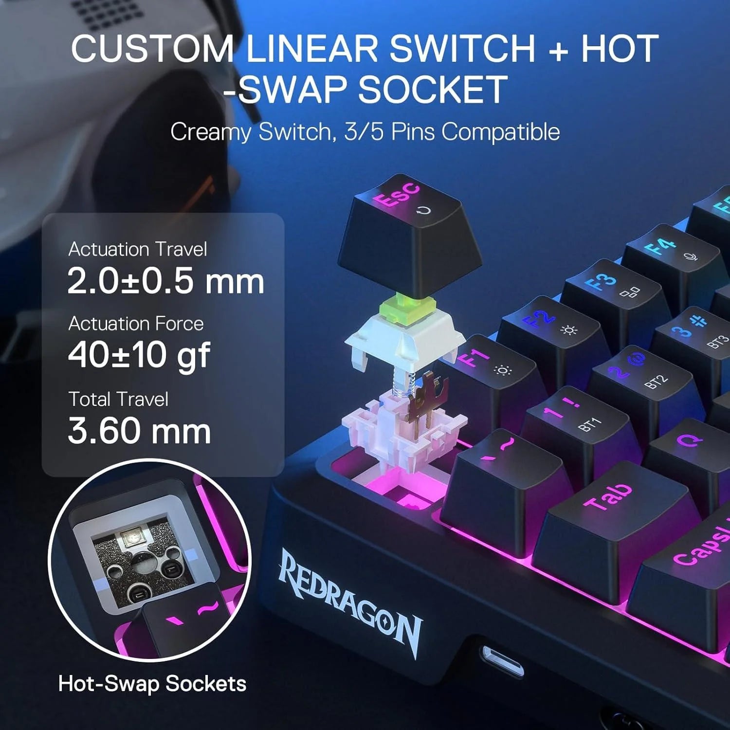 Redragon k724 pro wireless gasket gaming keyboard - keyboard