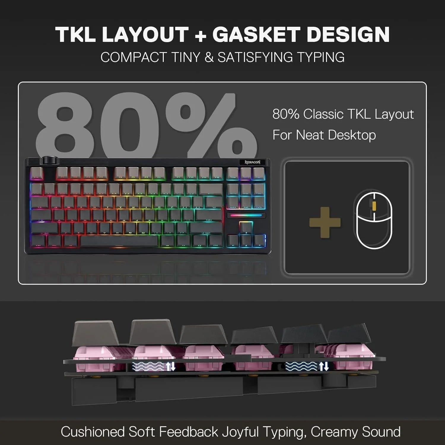 Redragon k729 he rapid trigger gaming keyboard 87 keys 8k - keyboard