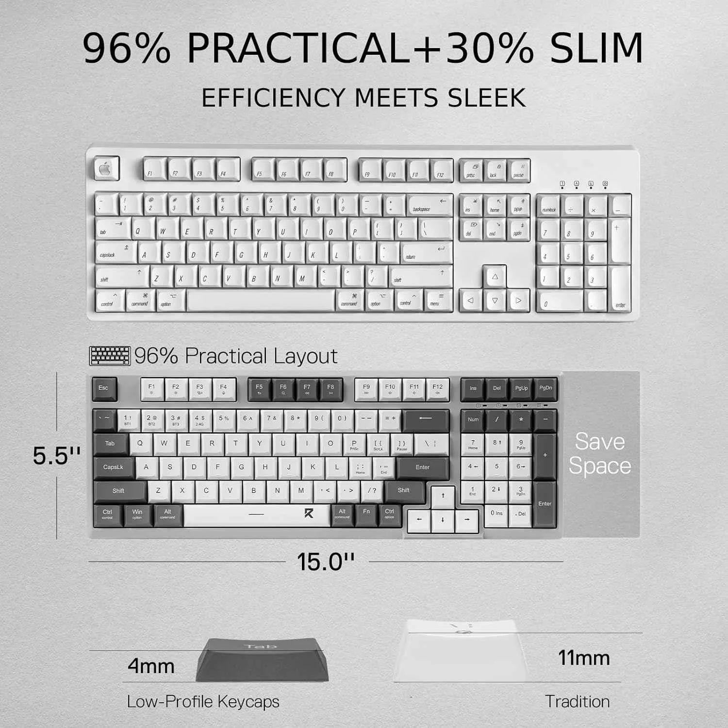 Redragon low-profile wireless keyboard bk7114 - 98 keys slim office pc - keyboard