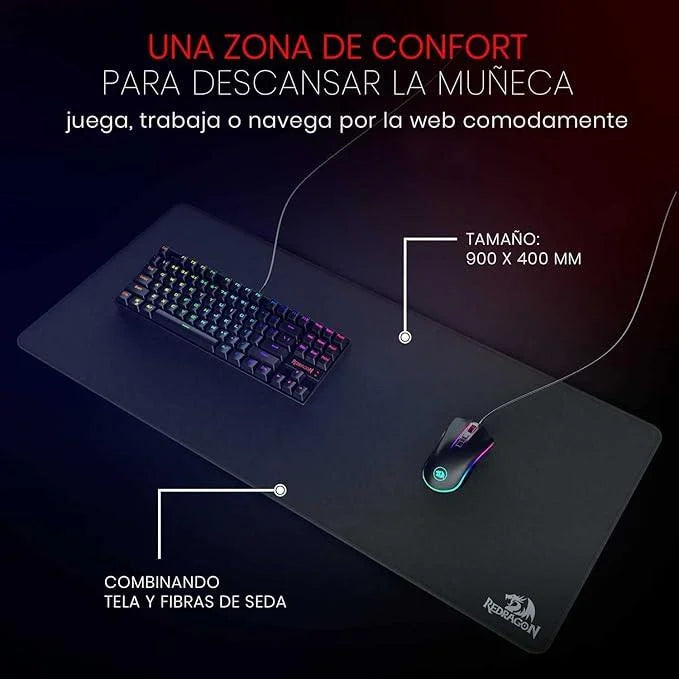 Redragon p032 flick xl mouse pad - waterproof with stitched edges for work and gaming