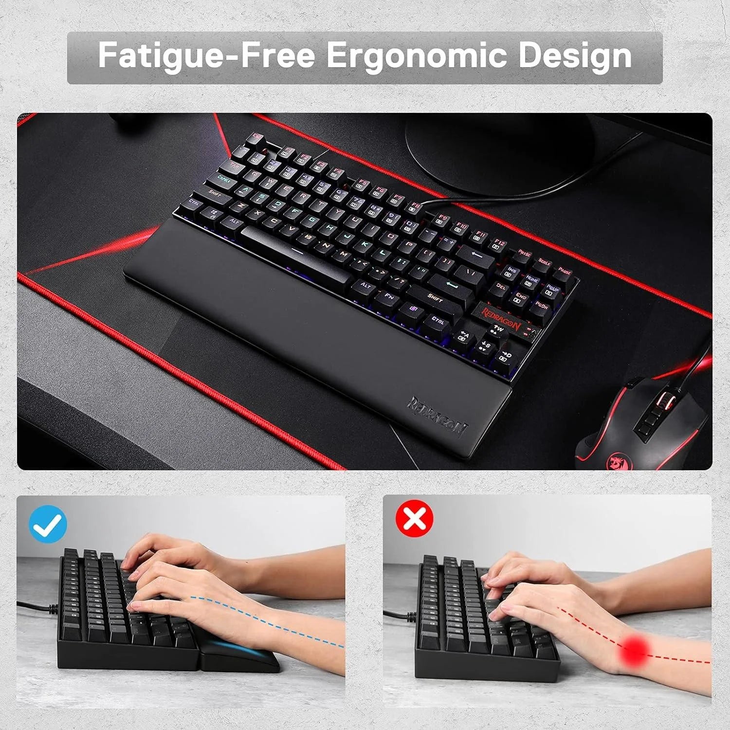 Redragon p036 wrist rest pad for comfortable computer keyboard support