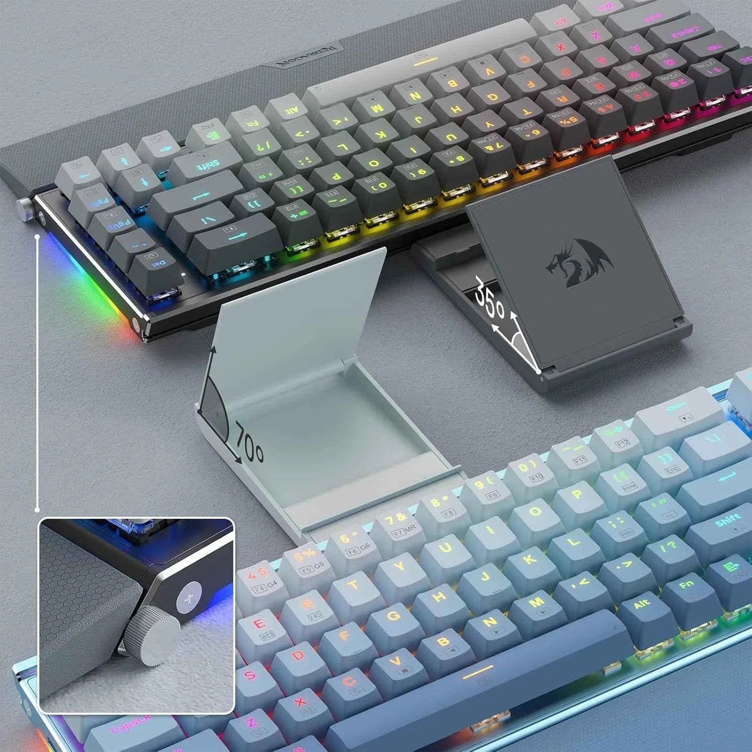 Redragon shaco k641 pro keyboard - 65% aluminum rgb mechanical keyboard with 3-mode and 68 keys - keyboard