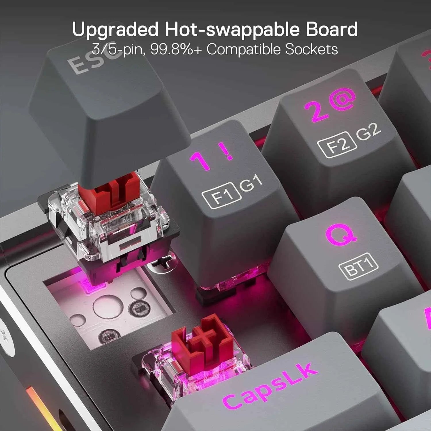 Redragon shaco k641 pro keyboard - 65% aluminum rgb mechanical keyboard with 3-mode and 68 keys - keyboard