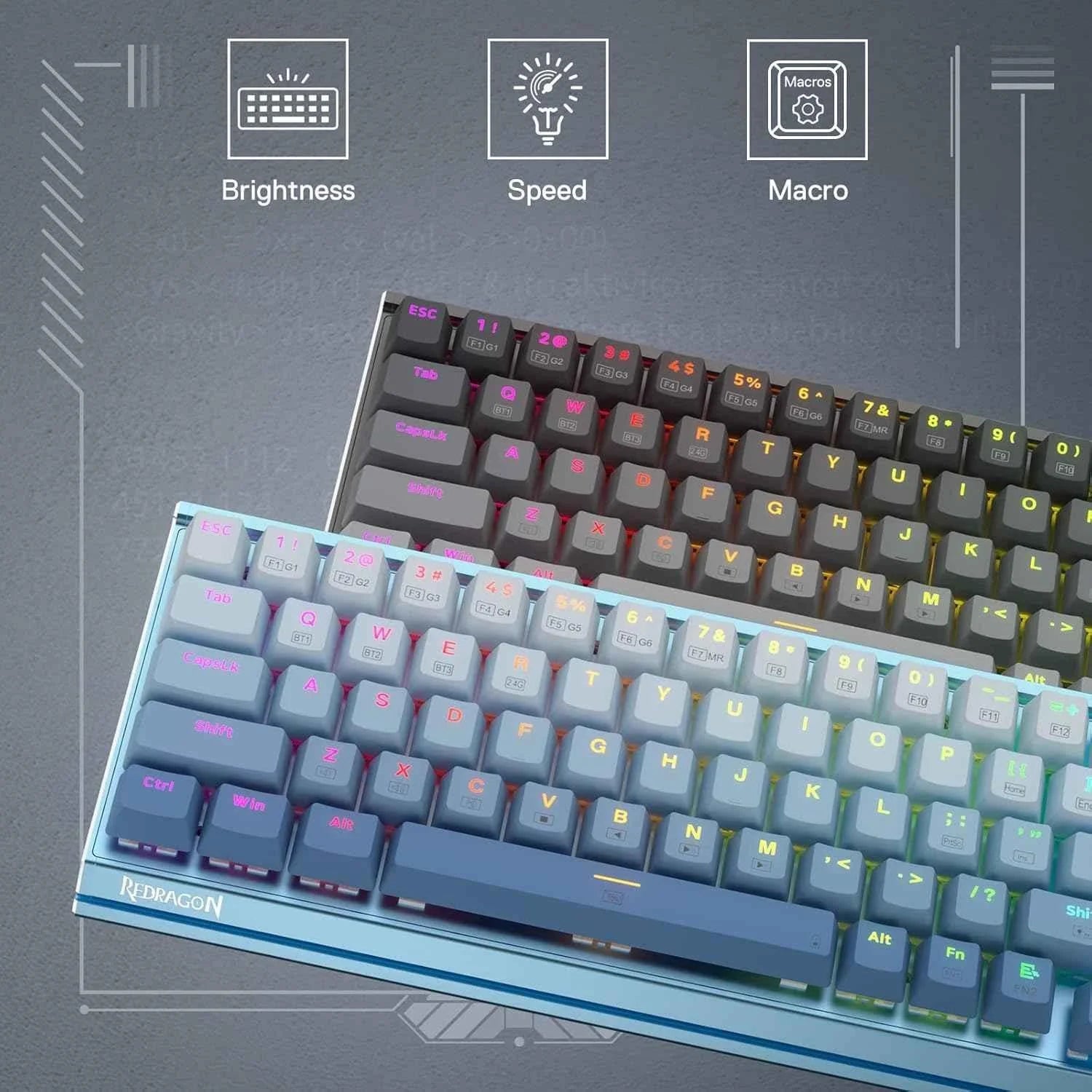 Redragon shaco k641 pro keyboard - 65% aluminum rgb mechanical keyboard with 3-mode and 68 keys - keyboard