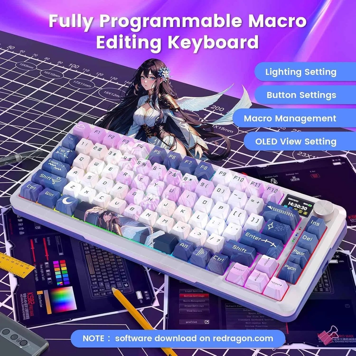 Redragon wireless mechanical keyboard gasket rgb gaming keyboard with 81 - keyboard