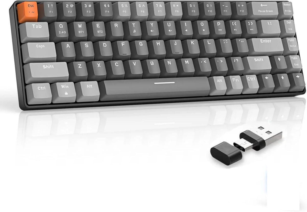 Ziyou lang rk68 60% wireless mechanical keyboard,bluetooth 5.0/2.4ghz dual mode red switch - keyboards