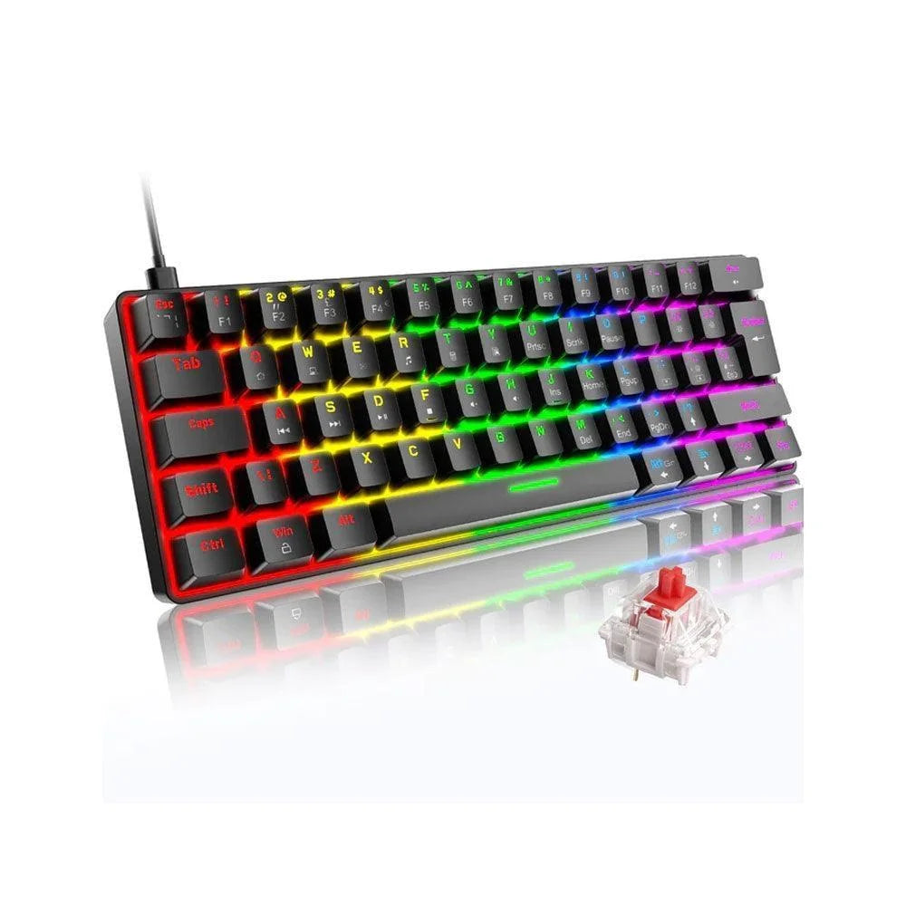 Ziyoulang t60 mechanical keyboard 62 keys - black / red - keyboard