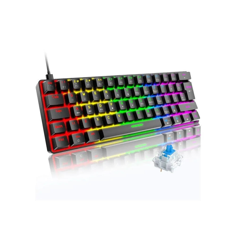 Ziyoulang t60 mechanical keyboard 62 keys - black / blue - keyboard
