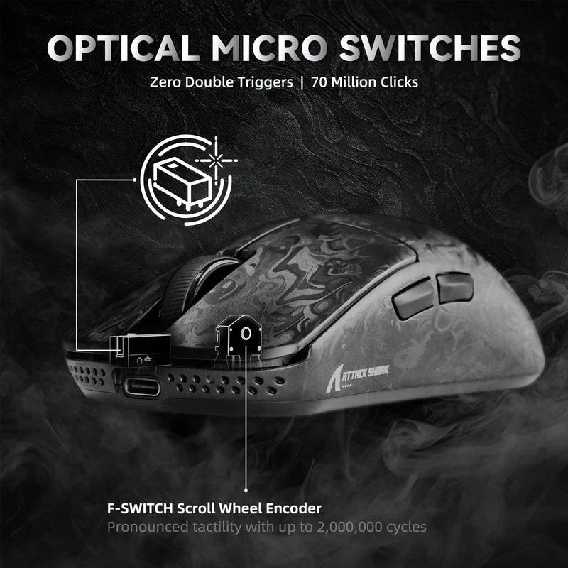 Attack shark r11 ultra carbon fiber wireless 8k gaming mouse 49g superlight 42000dpi