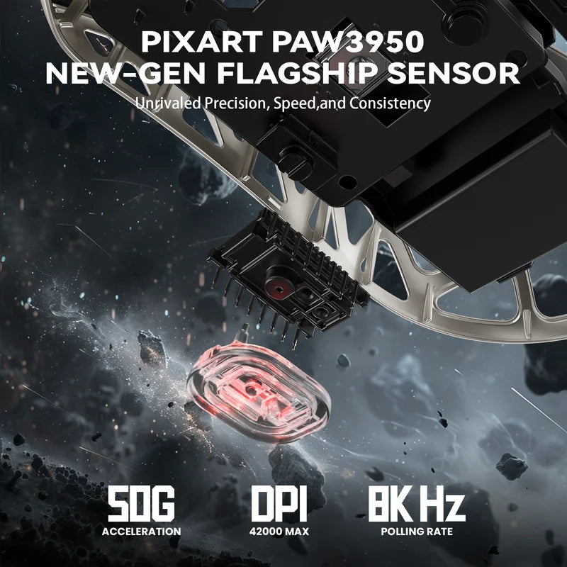 Attack shark r2 magnesium alloy paw3950 gaming mouse 8k - white - mouse’s
