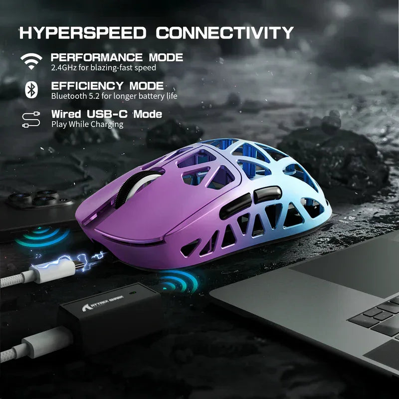 Attack shark r2 magnesium alloy paw3950 gaming mouse 8k - purple&blue - mouse’s