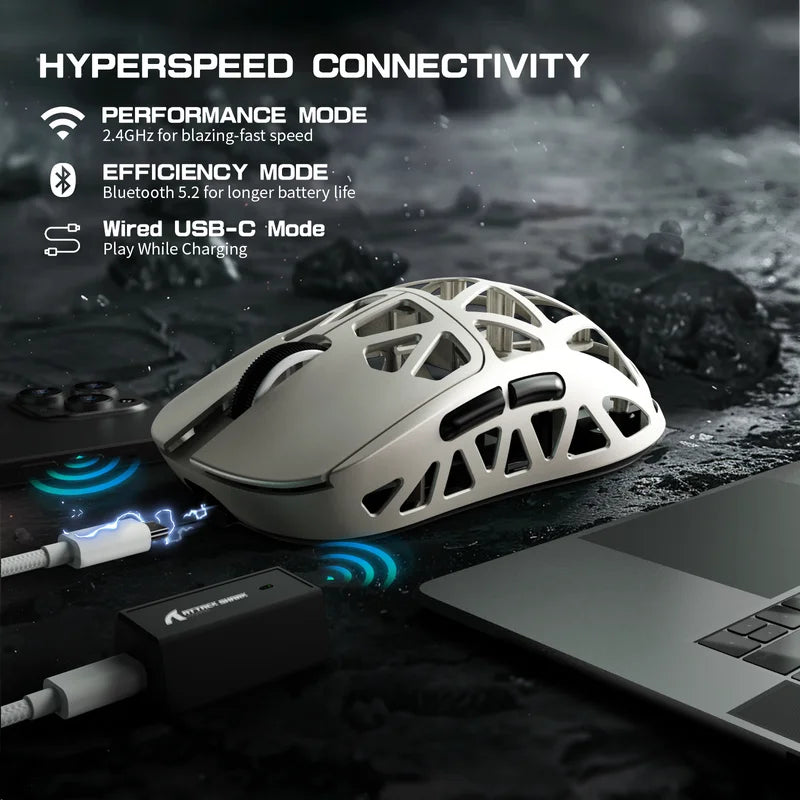 Attack shark r2 magnesium alloy paw3950 gaming mouse 8k - white - mouse’s