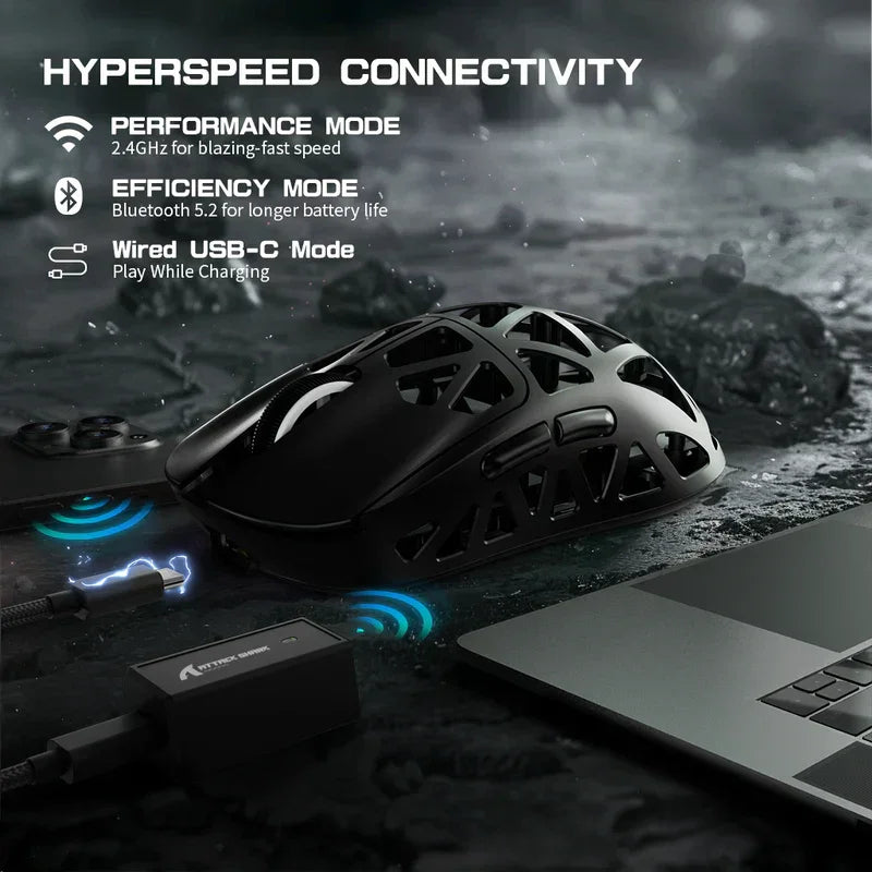 Attack shark r2 magnesium alloy paw3950 gaming mouse 8k - black - mouse’s