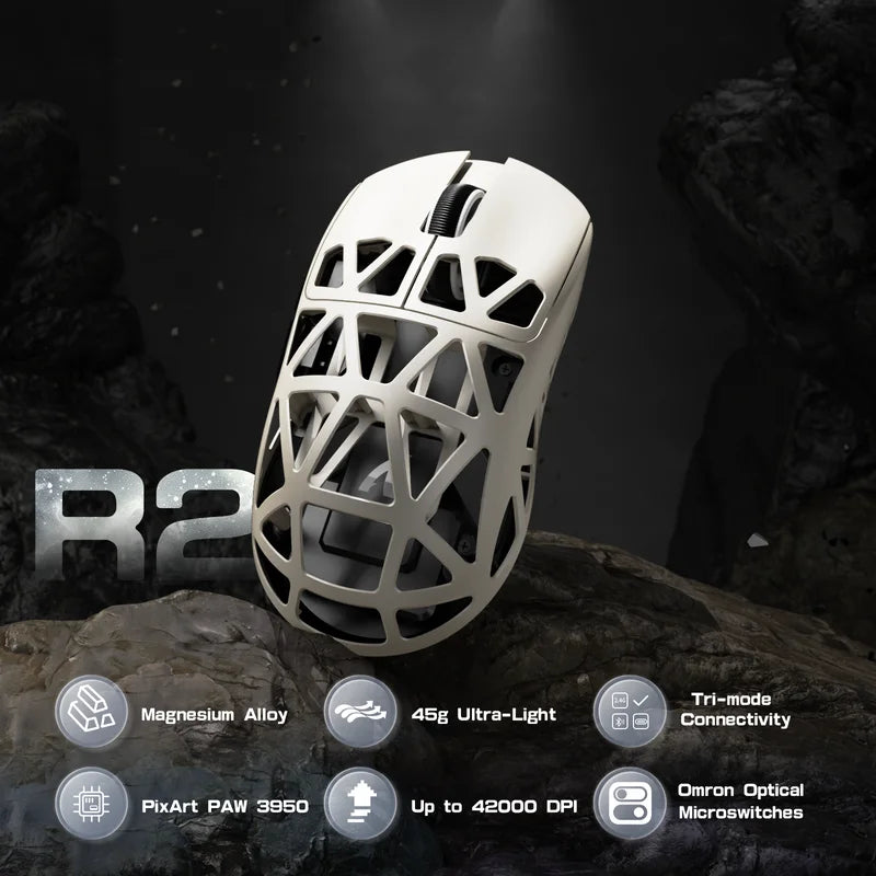 Attack shark r2 magnesium alloy paw3950 gaming mouse 8k - white - mouse’s