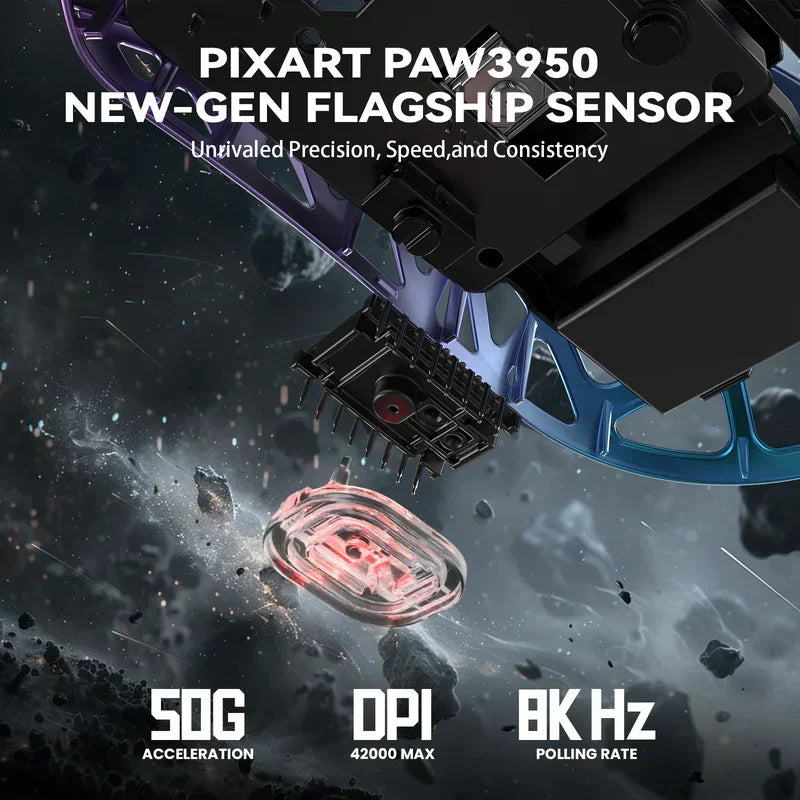Attack shark r2 magnesium alloy paw3950 gaming mouse 8k - purple&blue - mouse’s