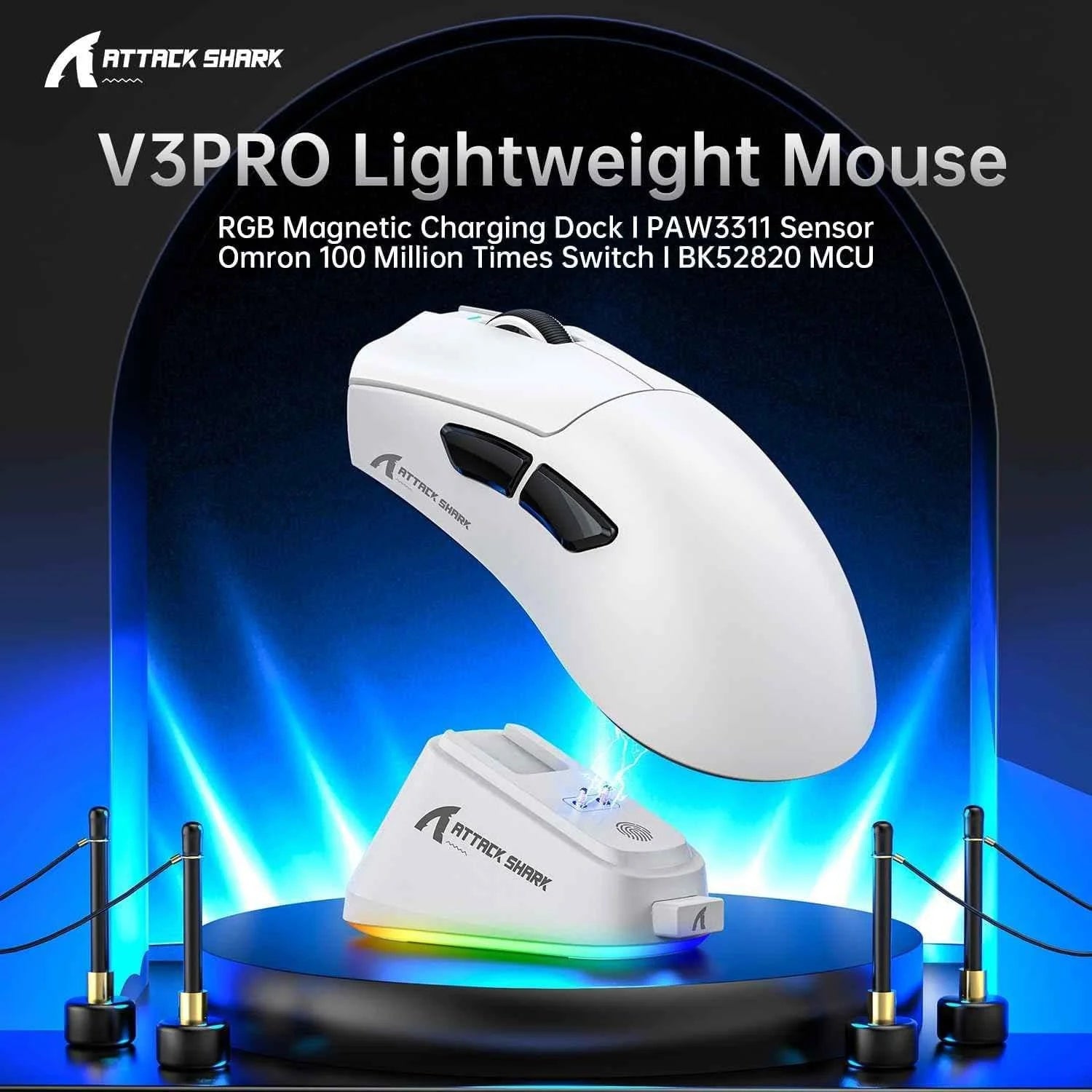 Attack shark v3 pro wireless esports gaming mouse with magnetic charging dock - mouse