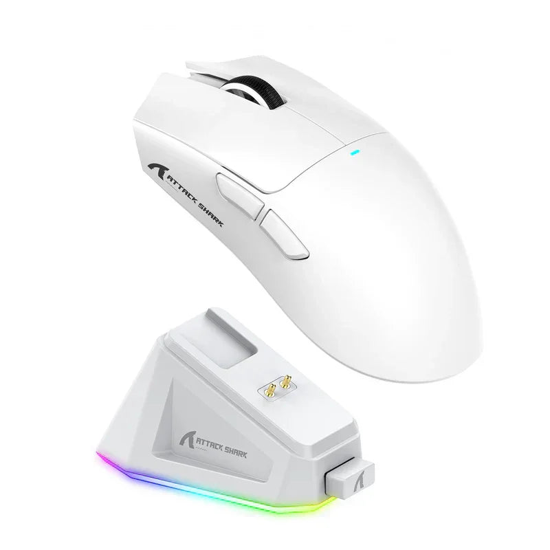 Attack shark x11 wireless gaming mouse with charging dock - white - mouse’s