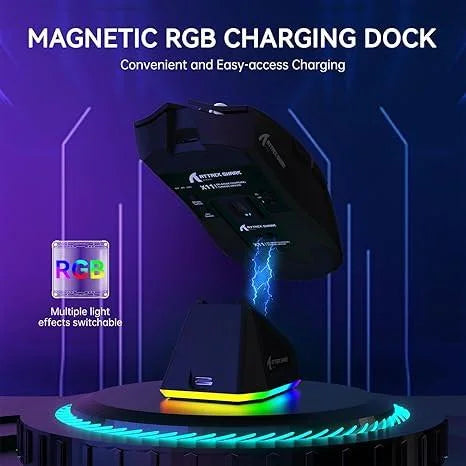 Attack shark x11 wireless gaming mouse with charging dock - black - mouse’s