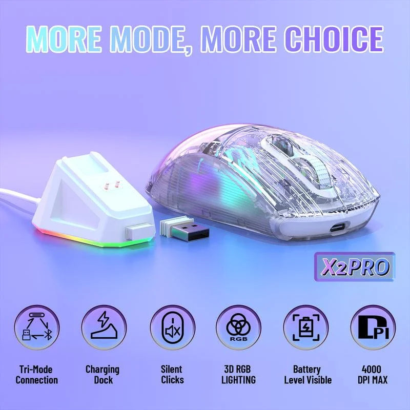Attack shark x2 pro wireless gaming mouse with charging dock