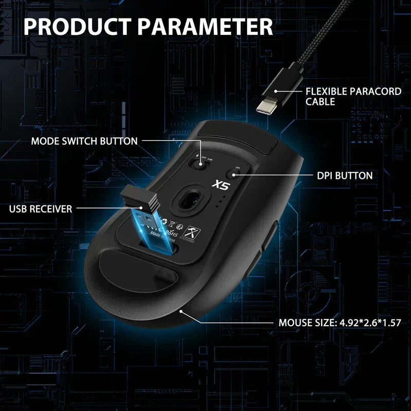 Attack shark x5 wireless gaming mouse - black - mouse’s