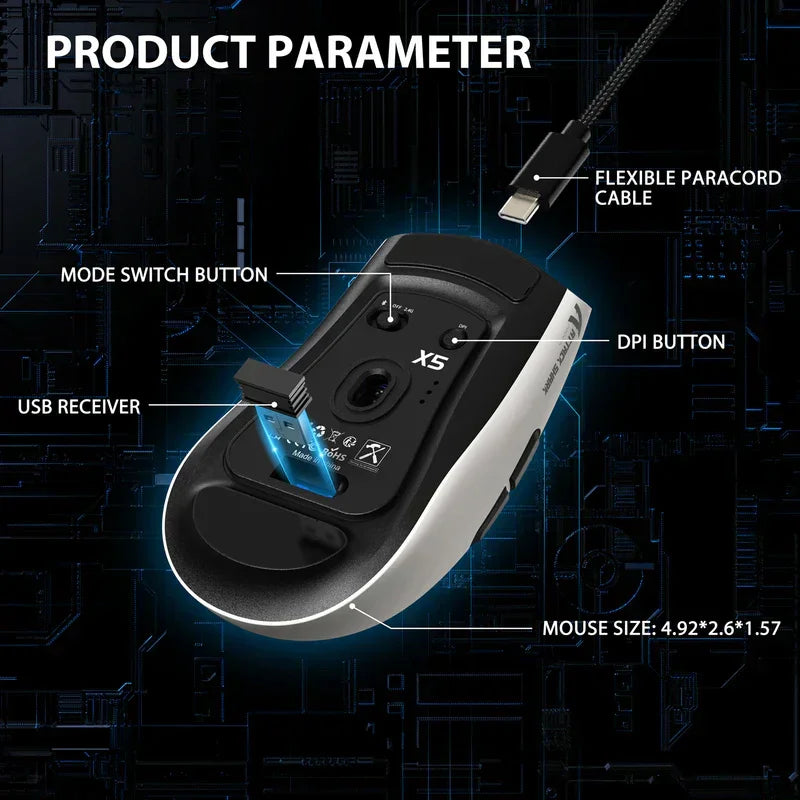 Attack shark x5 wireless gaming mouse - white - mouse’s
