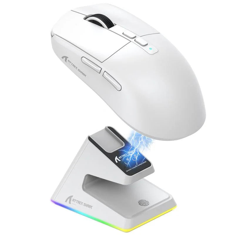 Attack shark x6 wireless gaming mouse with charging dock - white