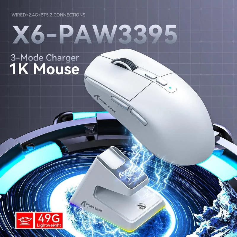 Attack shark x6 wireless gaming mouse with charging dock