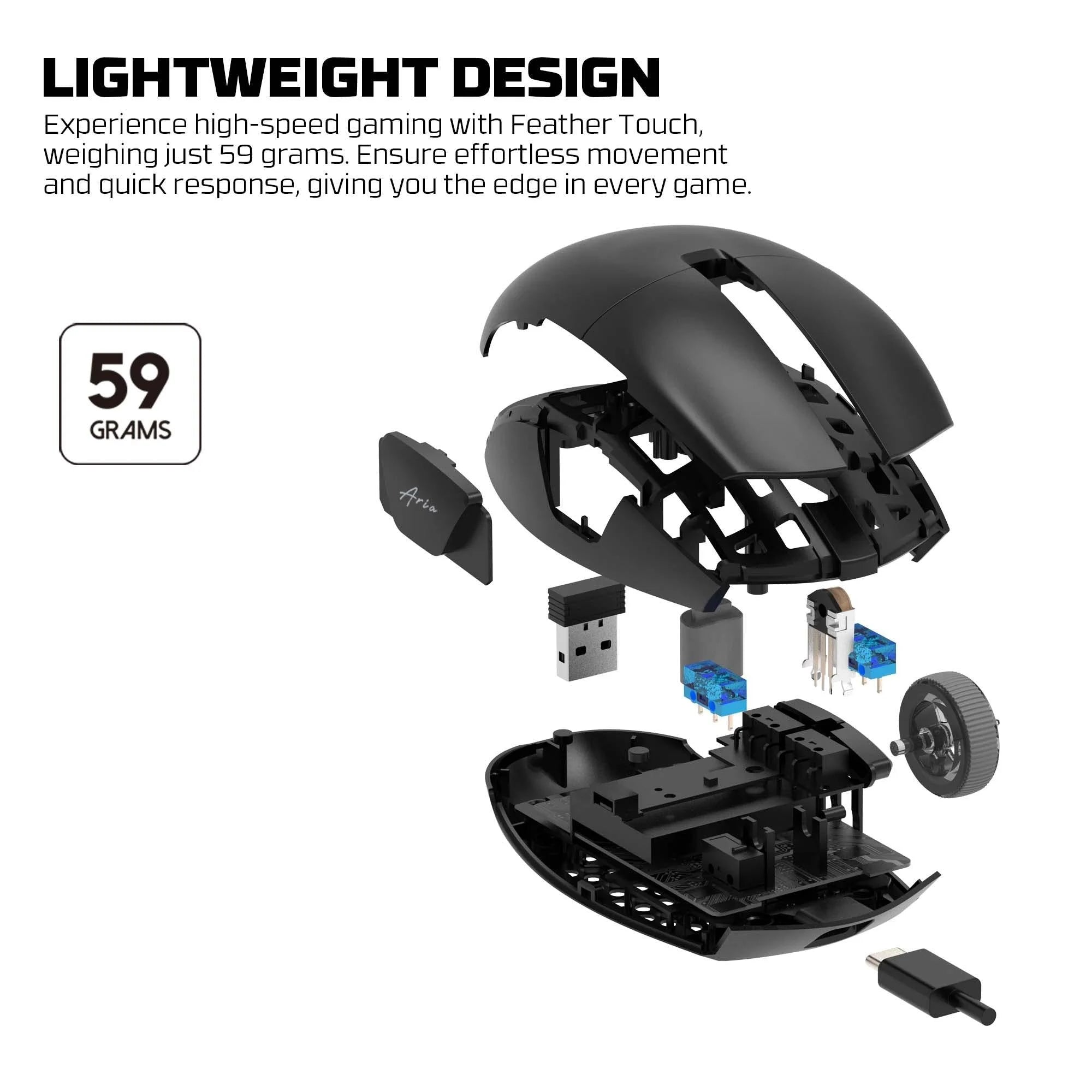 Fantech aria xd7e wireless gaming mouse - black - mouse