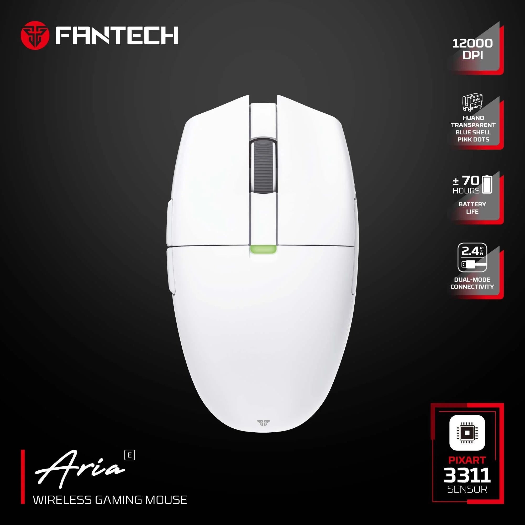 Fantech aria xd7e wireless gaming mouse - black - mouse