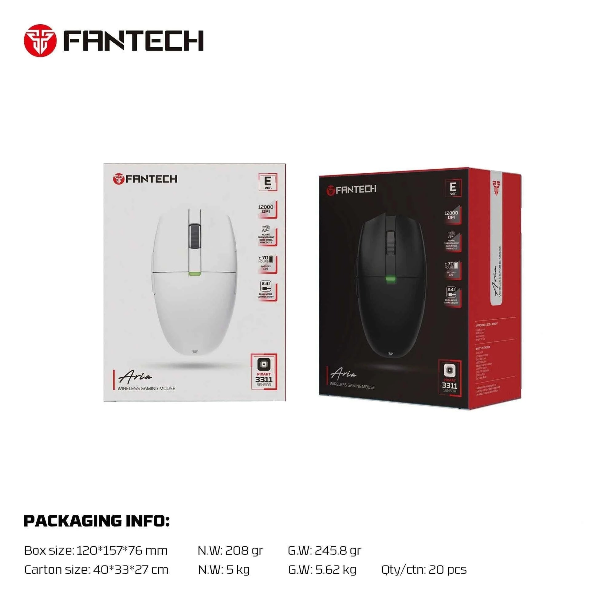Fantech aria xd7e wireless gaming mouse - white - mouse