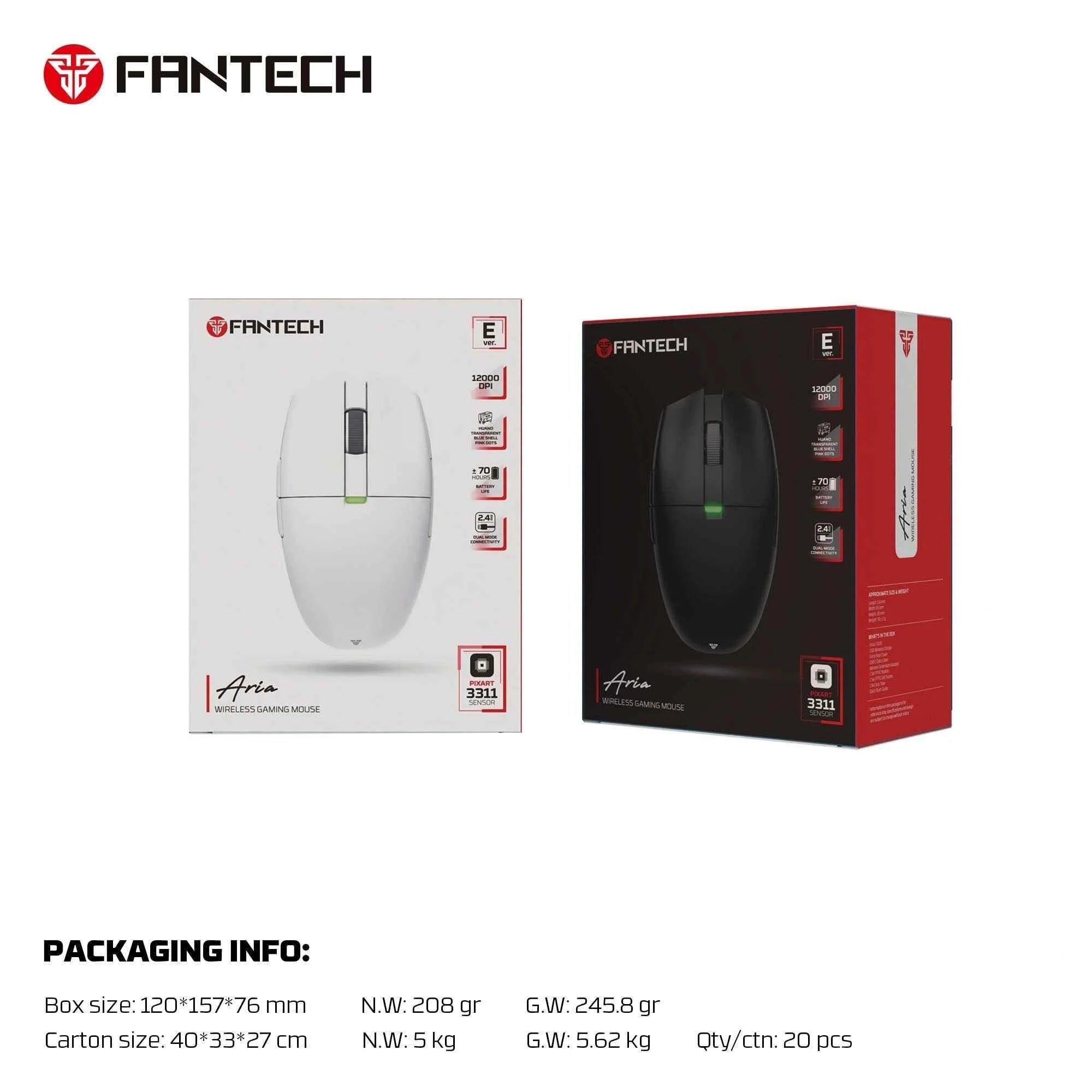 Fantech aria xd7e wireless gaming mouse - white - mouse