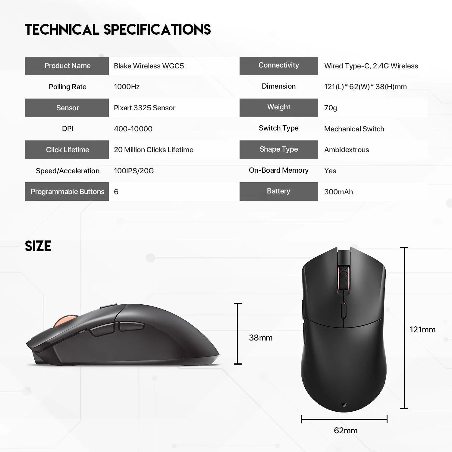 Fantech blake wgc5 wireless gaming mouse - mouse