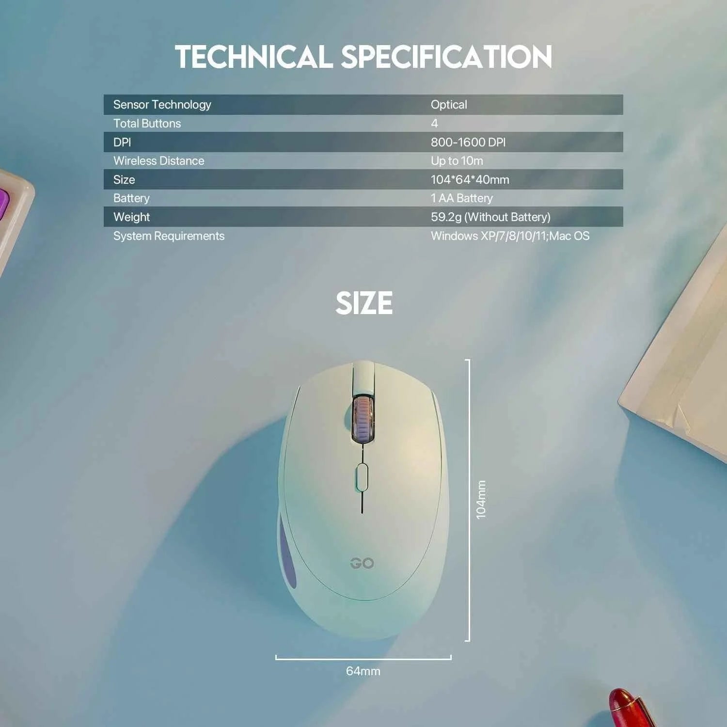 Fantech go w193 wireless mouse - mouse