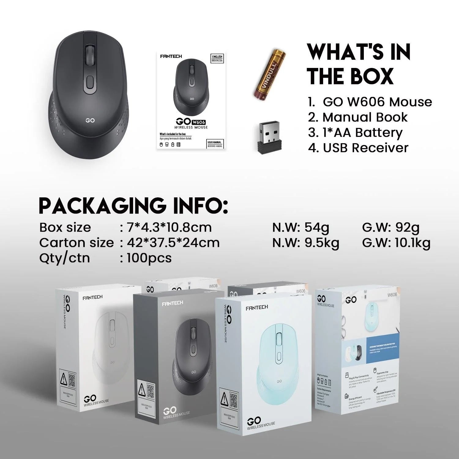 Fantech go w606 wireless mouse for effortless office productivity - mouse