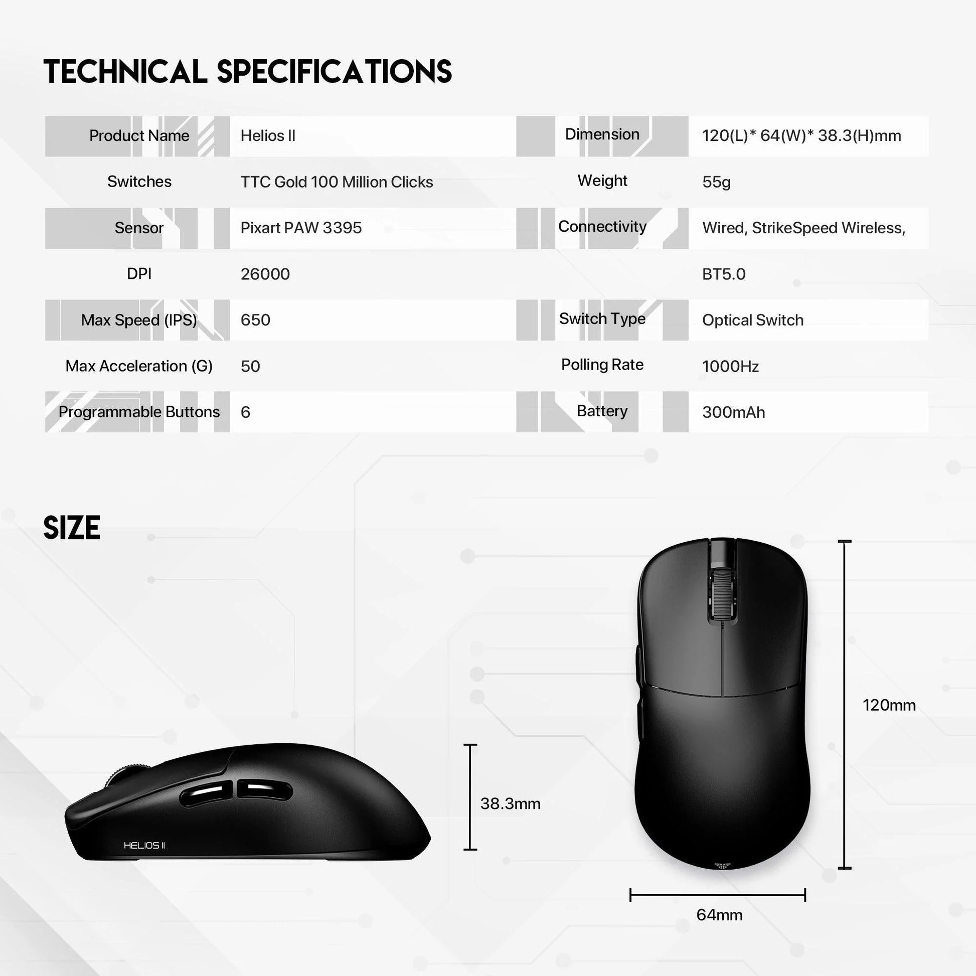 Fantech helios ii xd3v3 gaming mouse for superior precision and performance - mouse