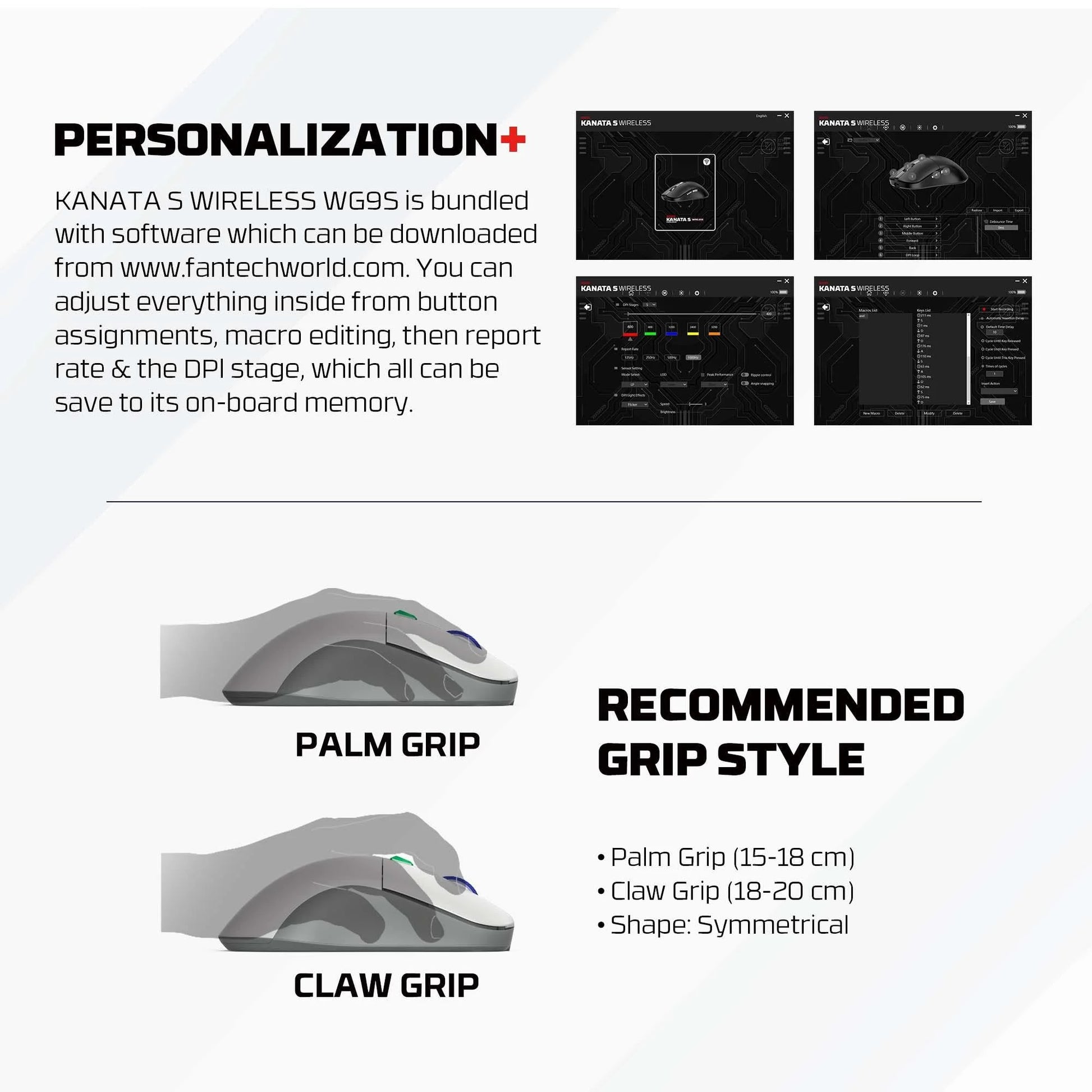 Fantech kanata wg9s wireless gaming mouse - super maxfit dual mode connection - mouse
