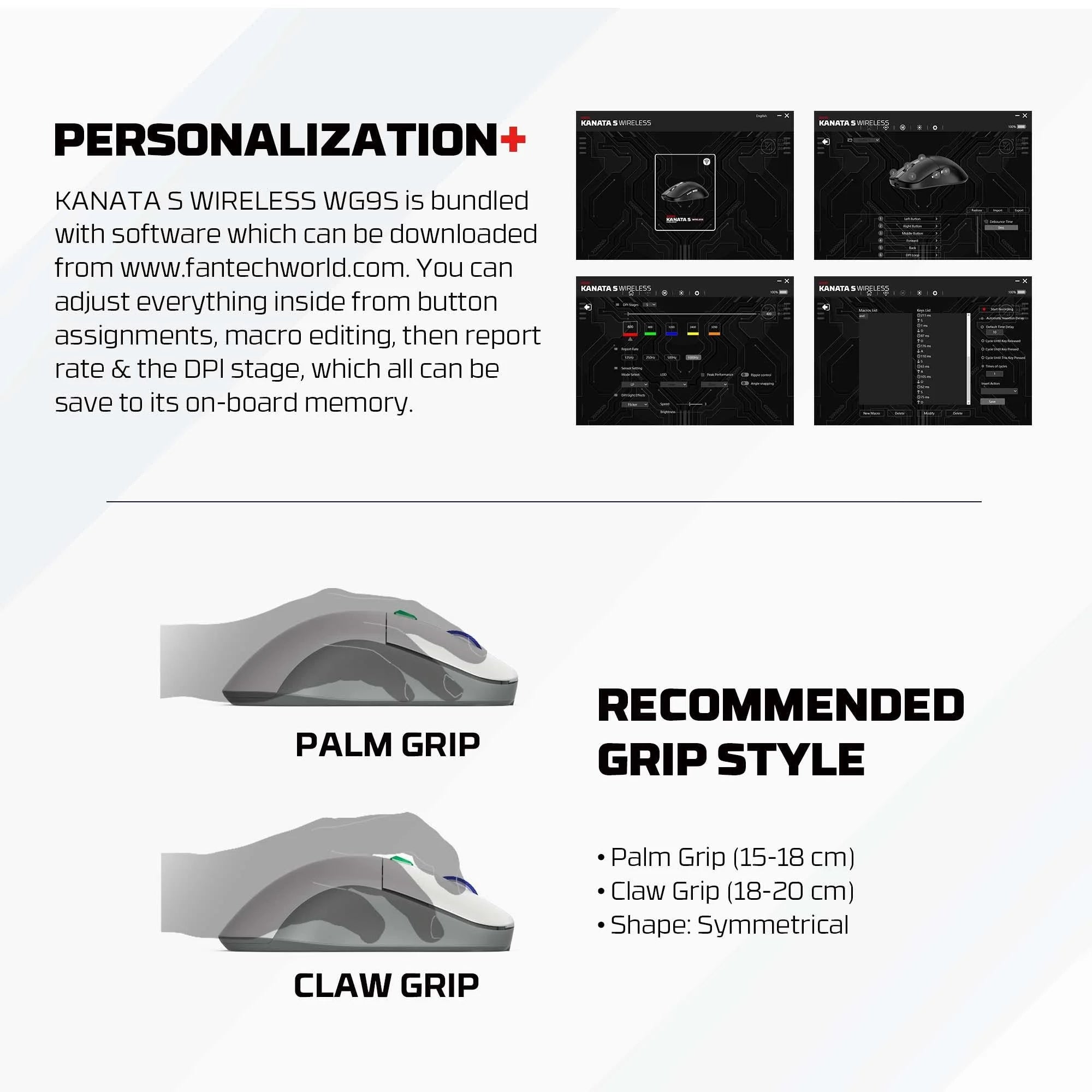 Fantech kanata wg9s wireless gaming mouse - super maxfit dual mode connection - mouse