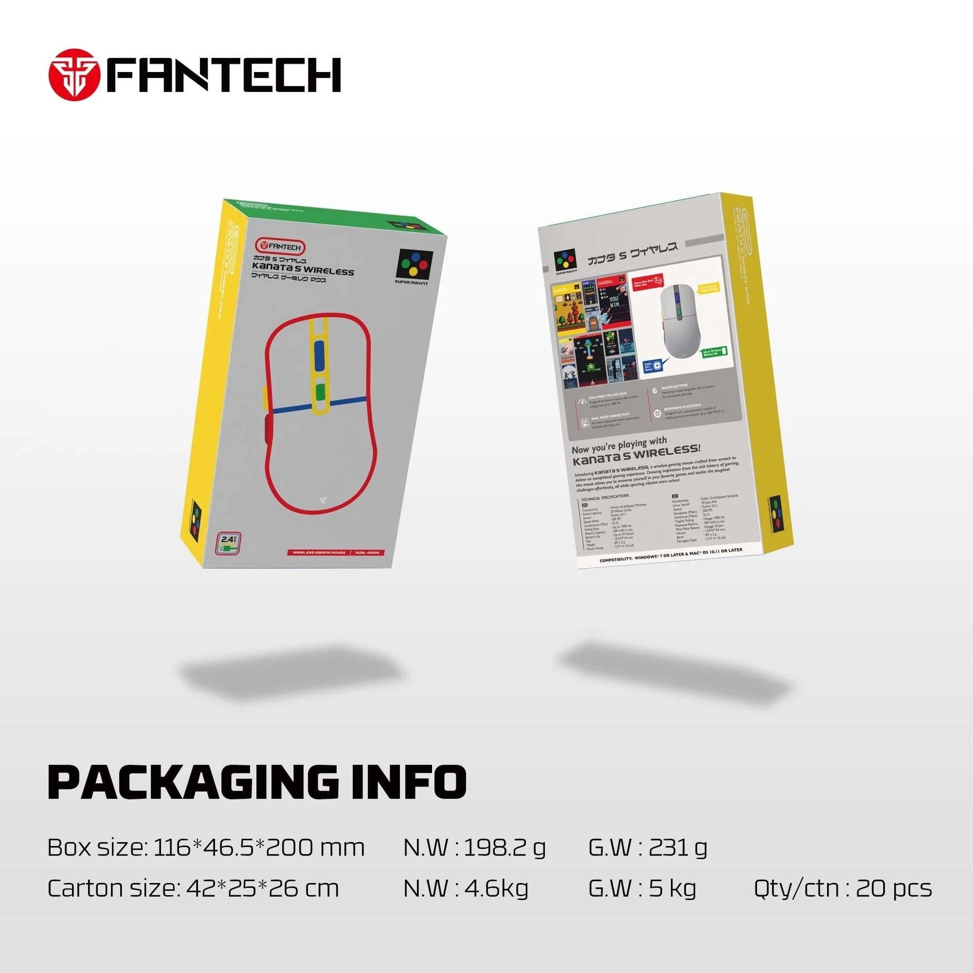Fantech kanata wg9s wireless gaming mouse - super maxfit dual mode connection - mouse