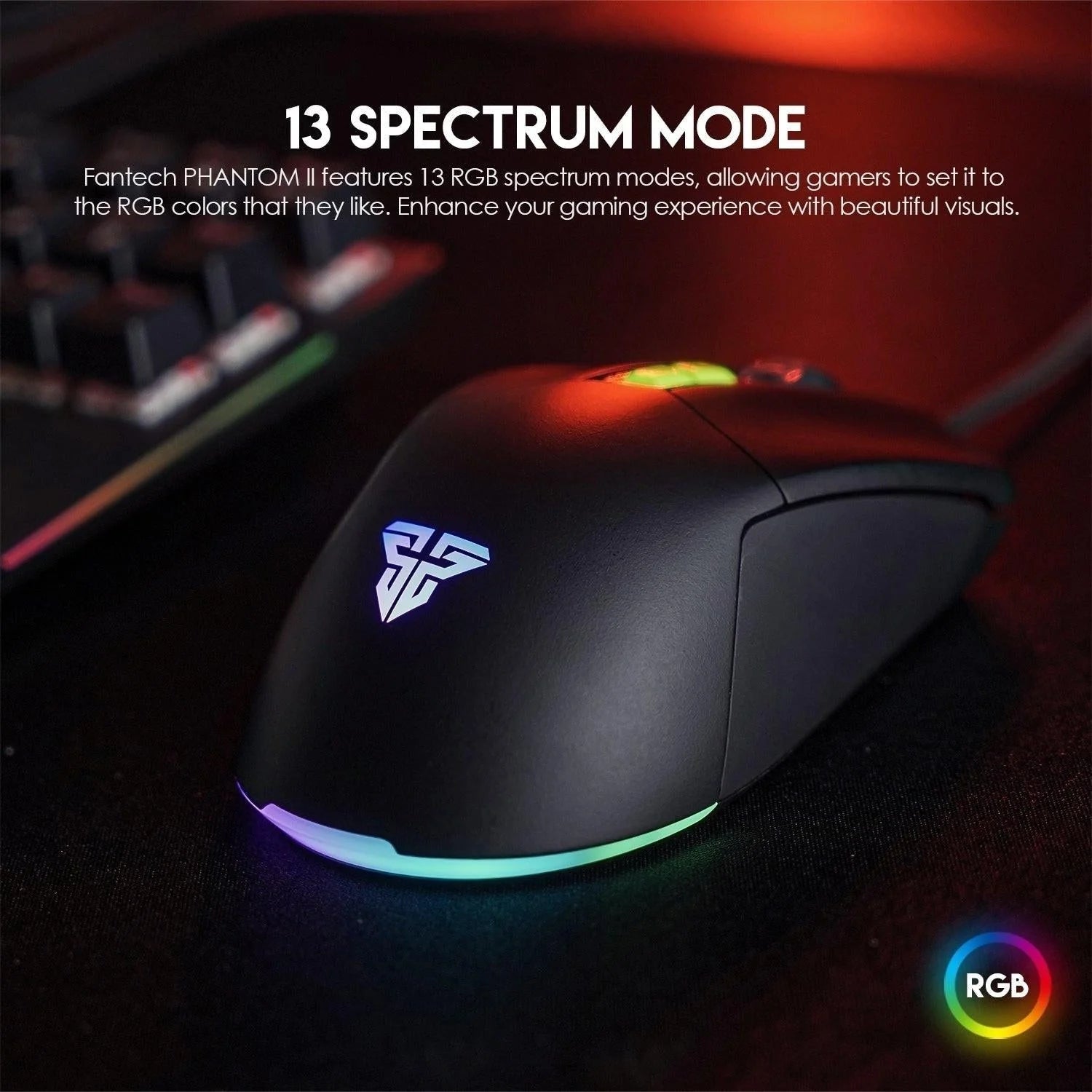 Fantech phantom ii vx6 gaming mouse for ultimate performance and neon macro features - mouse