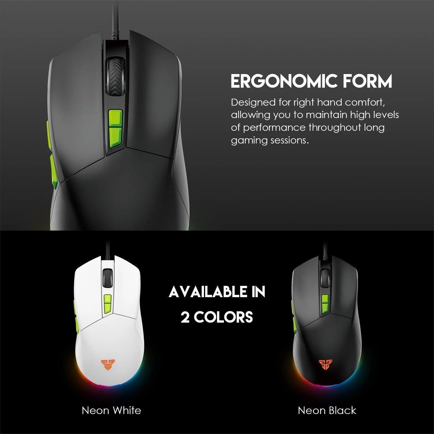 Fantech phantom ii vx6 gaming mouse for ultimate performance and neon macro features - mouse