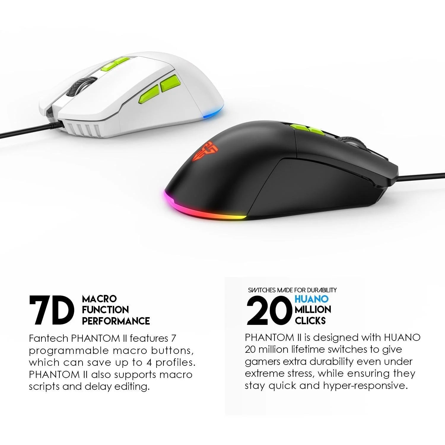 Fantech phantom ii vx6 gaming mouse for ultimate performance and neon macro features - mouse