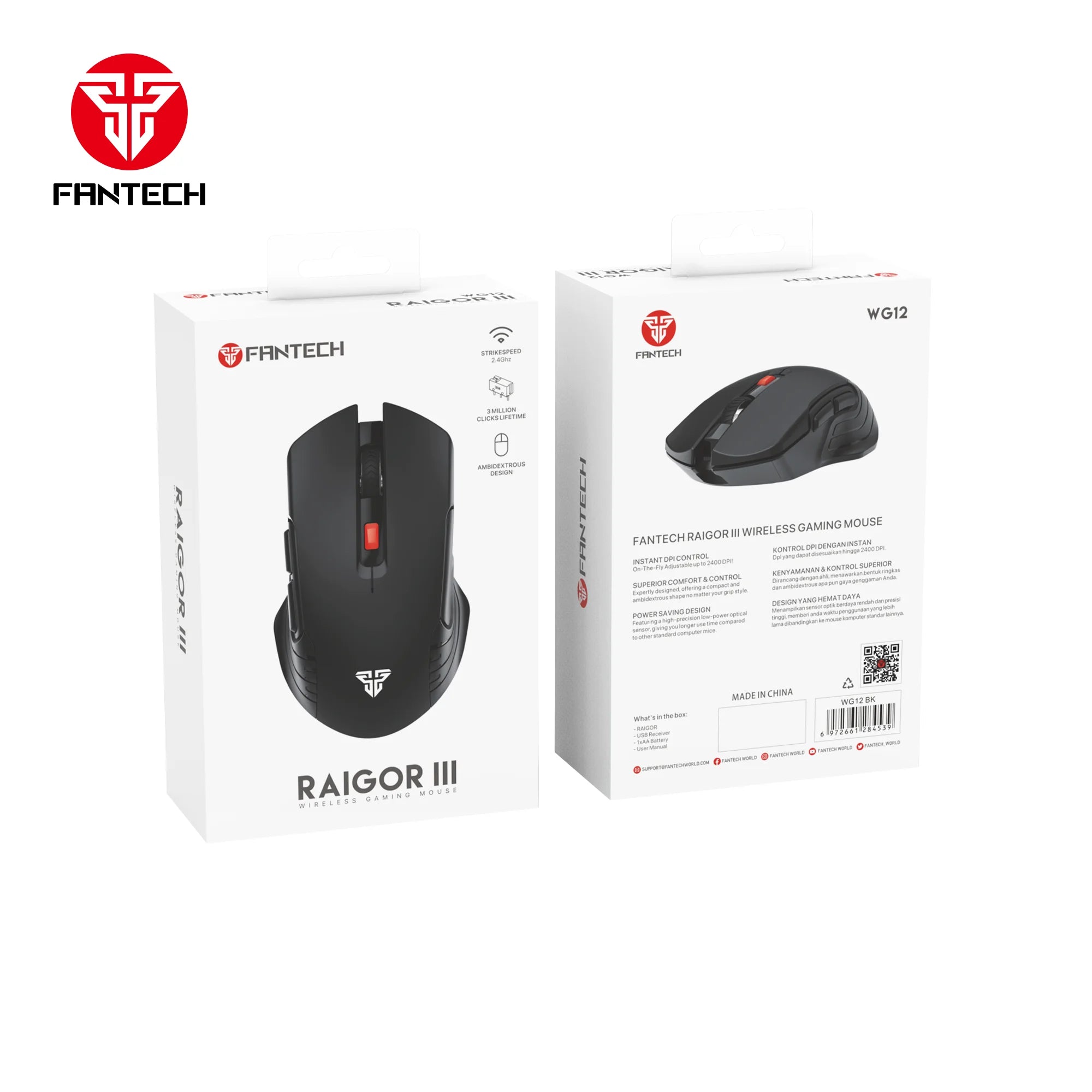 Fantech raigor iii wg12 gaming mouse with 2.4ghz wireless connection - mouse