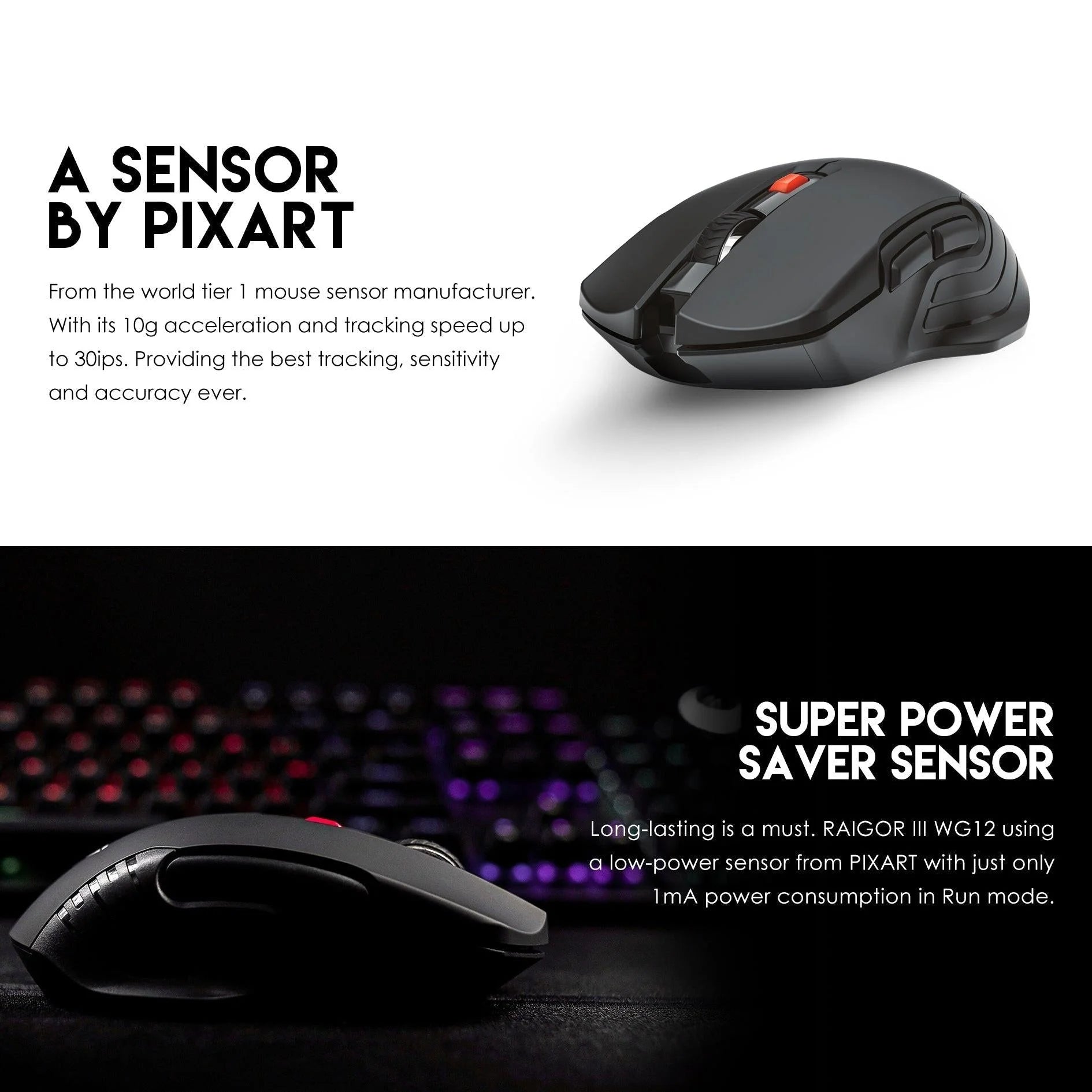 Fantech raigor iii wg12 gaming mouse with 2.4ghz wireless connection - mouse