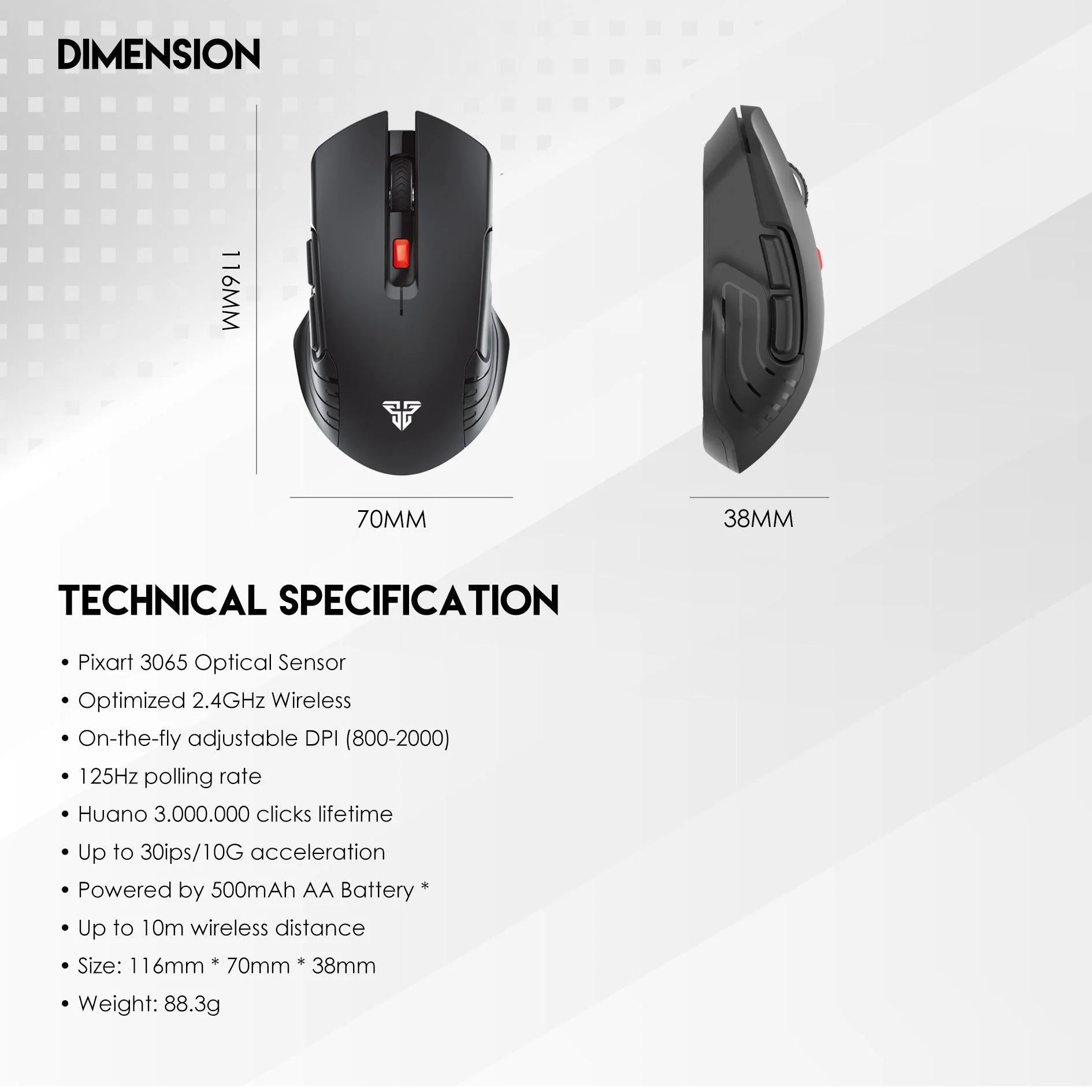 Fantech raigor iii wg12 gaming mouse with 2.4ghz wireless connection - mouse