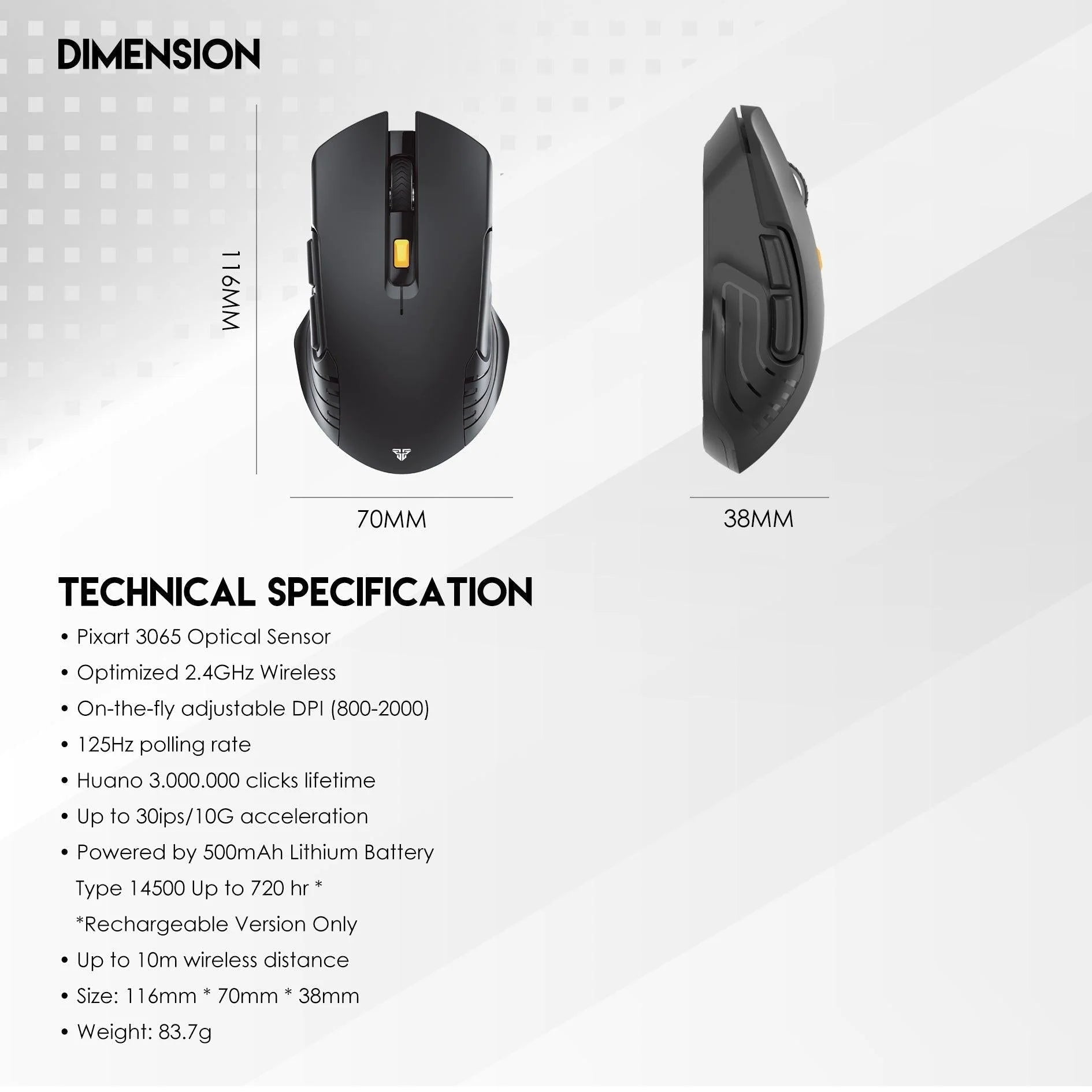 Fantech raigor iii wireless gaming mouse wg12r rechargeable performance - mouse