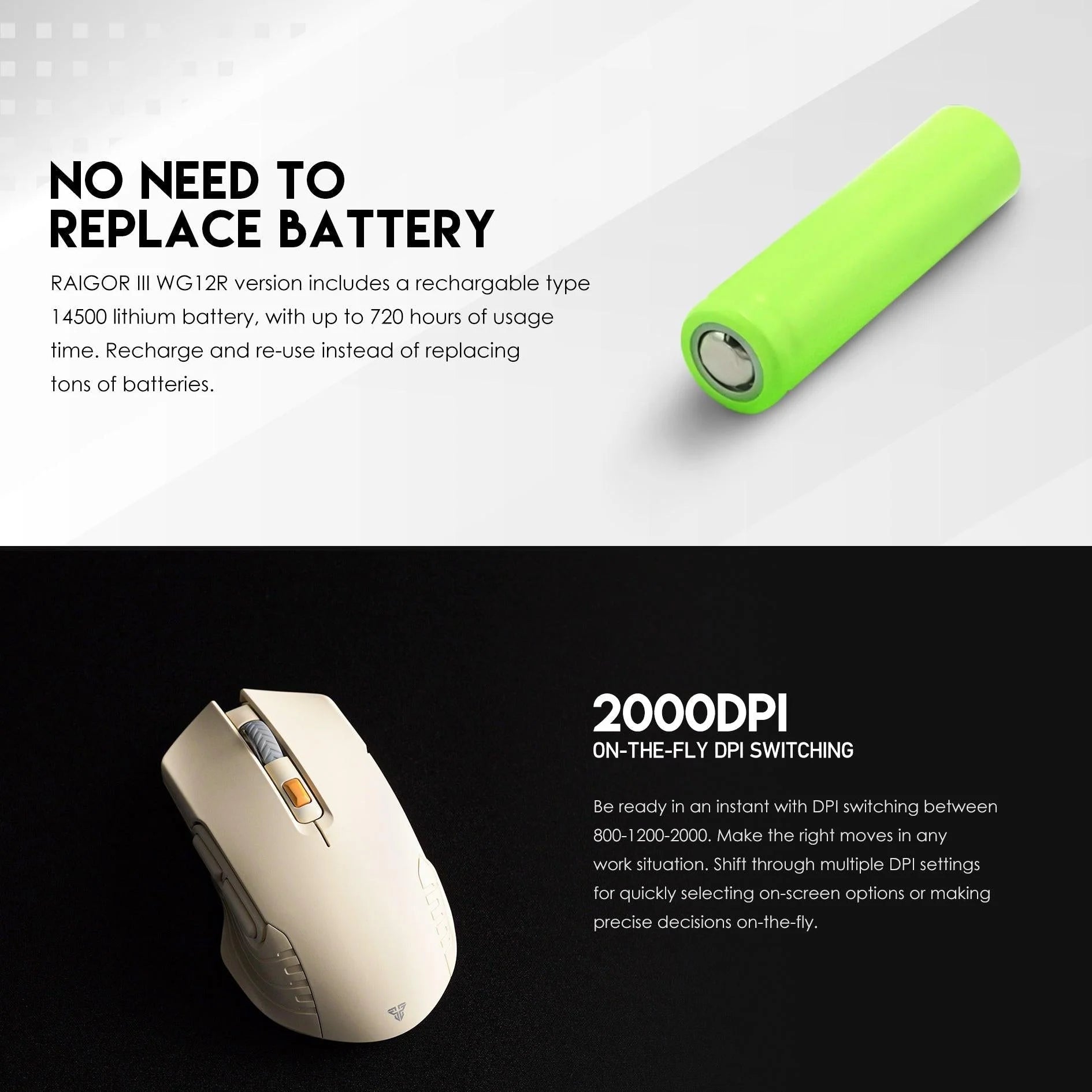 Fantech raigor iii wireless gaming mouse wg12r rechargeable performance - mouse