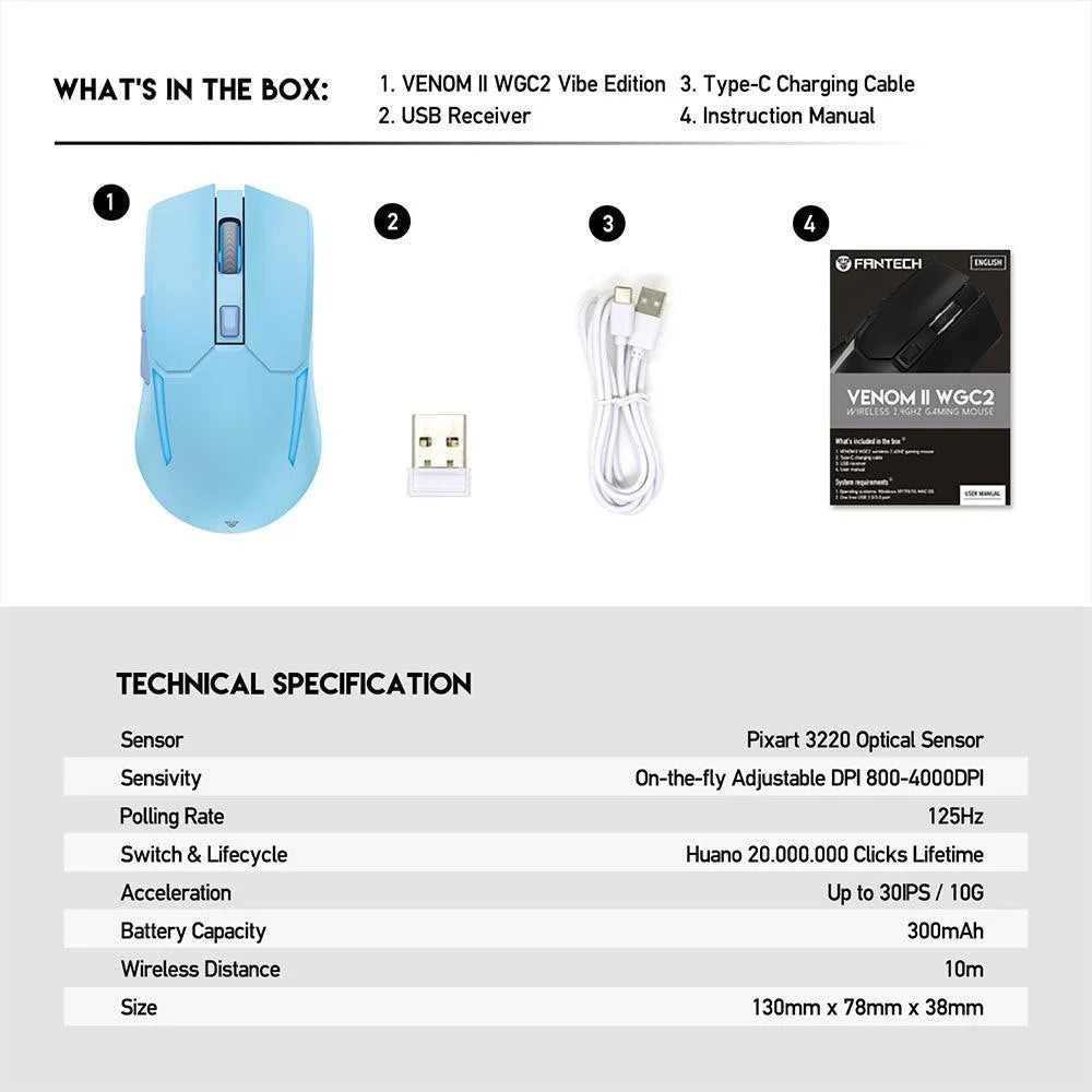 Fantech venom ii wgc2 vibe edition gaming mouse for ultimate performance - mouse