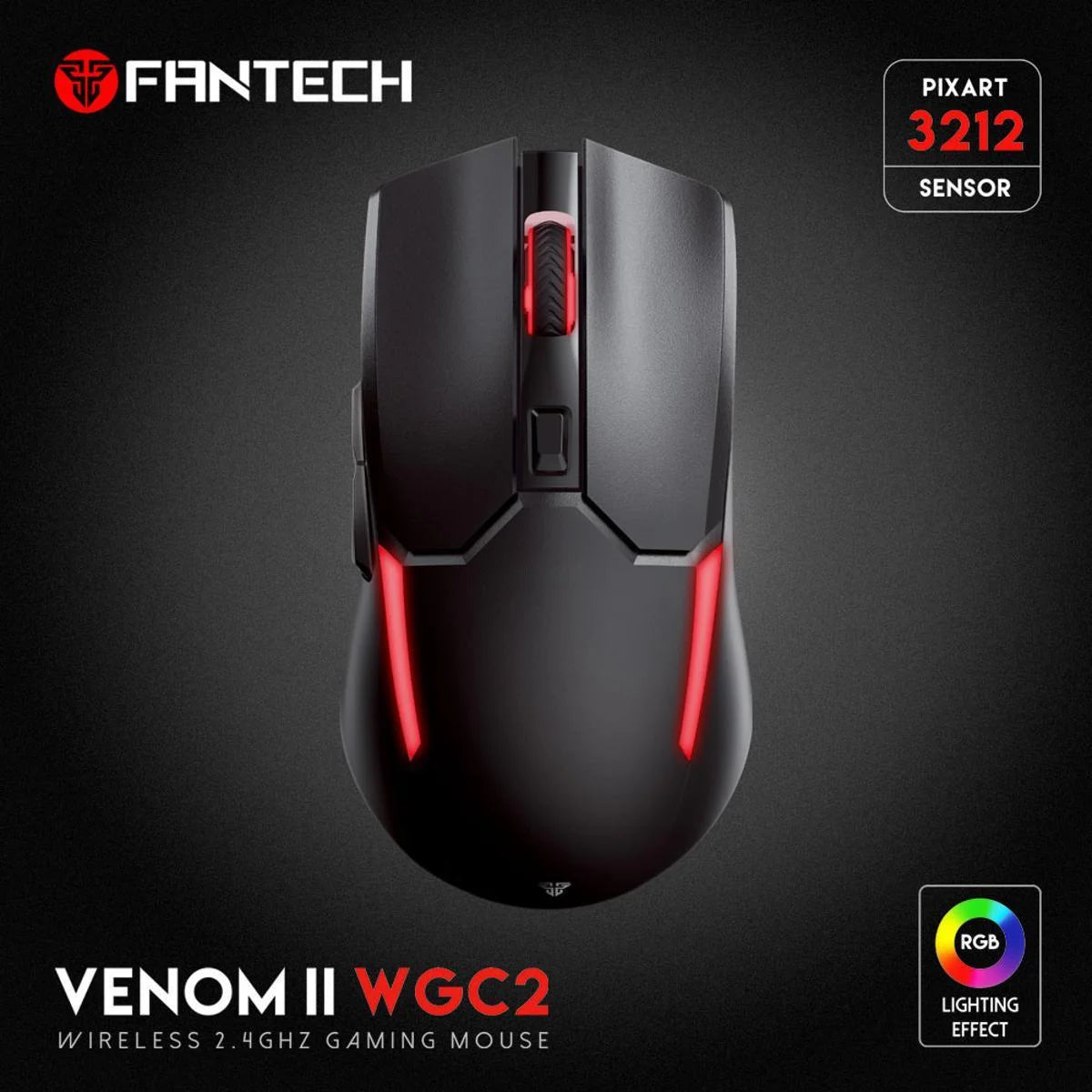 Fantech venom ii wgc2 wireless pro-gaming mouse - black - mouse’s